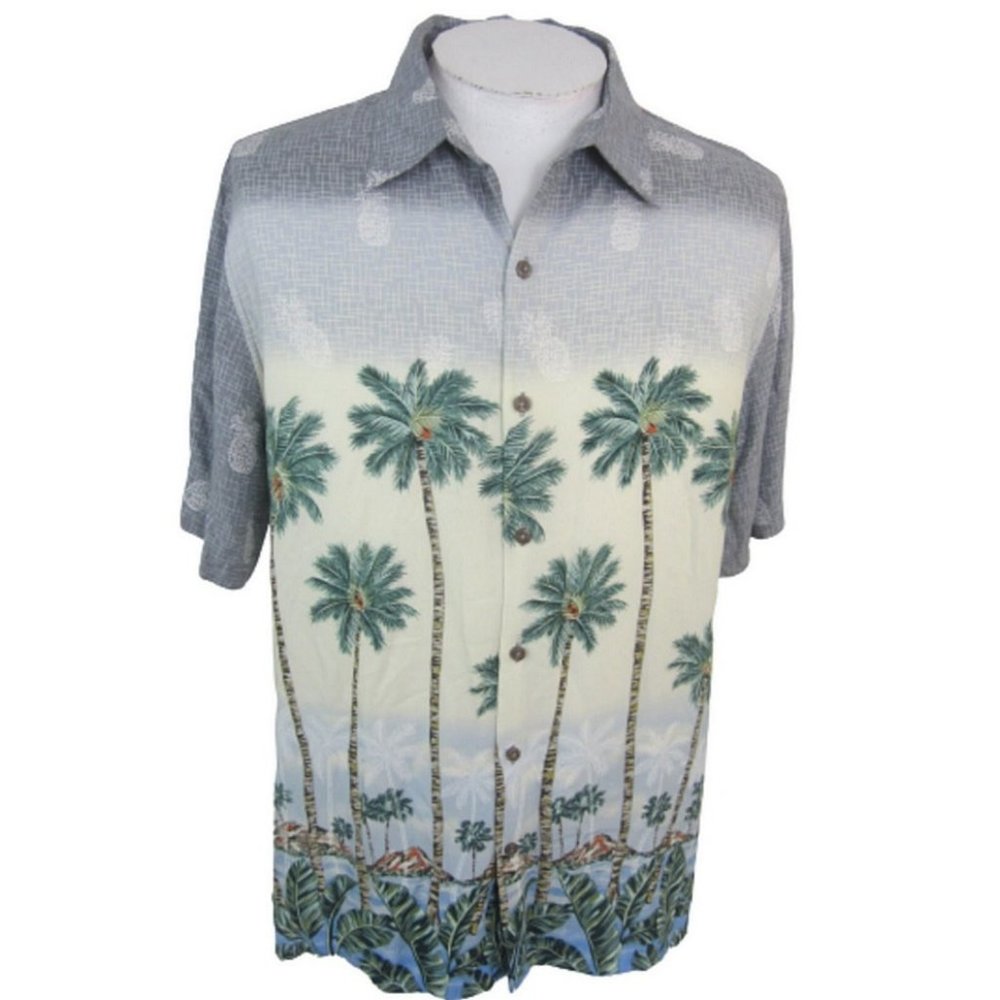 Batik Bay Men Hawaiian camp shirt pit to pit 25.5 XL aloha luau tropical palm